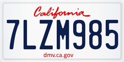 CA license plate 7LZM985