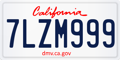 CA license plate 7LZM999