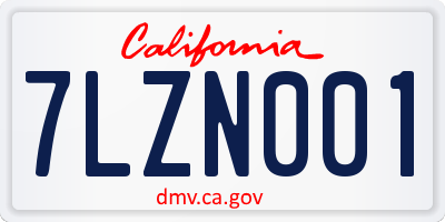CA license plate 7LZN001