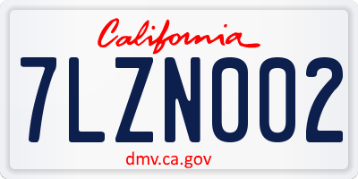 CA license plate 7LZN002