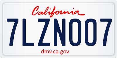 CA license plate 7LZN007