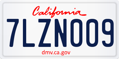 CA license plate 7LZN009