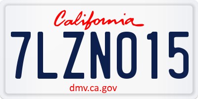 CA license plate 7LZN015