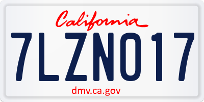 CA license plate 7LZN017