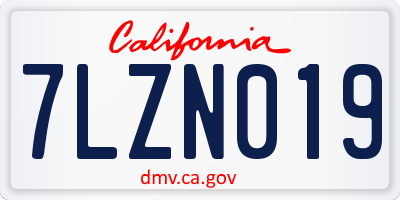 CA license plate 7LZN019