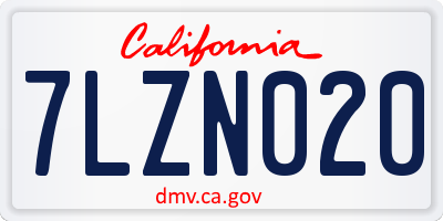 CA license plate 7LZN020