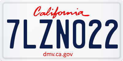CA license plate 7LZN022