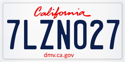 CA license plate 7LZN027