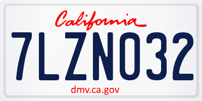 CA license plate 7LZN032