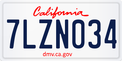 CA license plate 7LZN034
