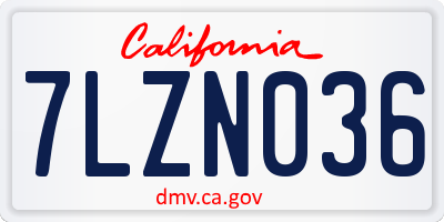 CA license plate 7LZN036