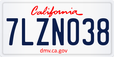 CA license plate 7LZN038