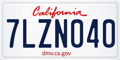 CA license plate 7LZN040