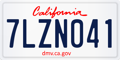 CA license plate 7LZN041