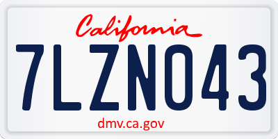 CA license plate 7LZN043