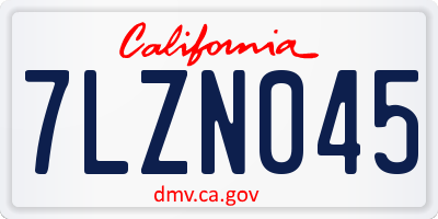 CA license plate 7LZN045