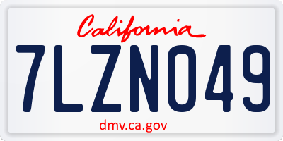 CA license plate 7LZN049
