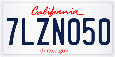 CA license plate 7LZN050