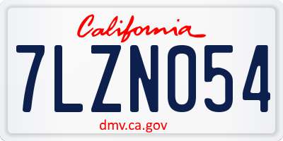CA license plate 7LZN054