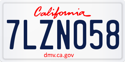 CA license plate 7LZN058