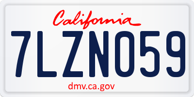 CA license plate 7LZN059