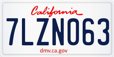 CA license plate 7LZN063