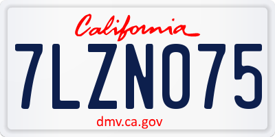 CA license plate 7LZN075