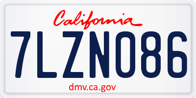CA license plate 7LZN086