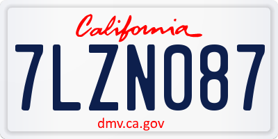 CA license plate 7LZN087