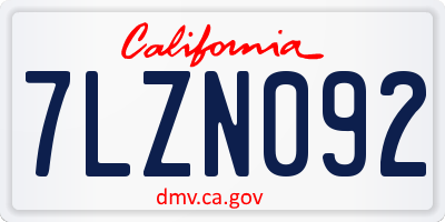 CA license plate 7LZN092