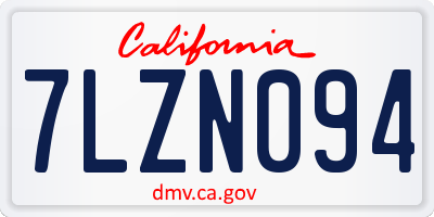 CA license plate 7LZN094