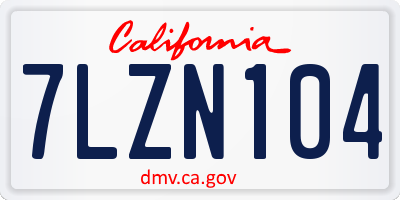 CA license plate 7LZN104