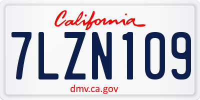 CA license plate 7LZN109