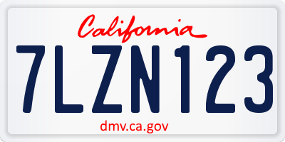 CA license plate 7LZN123