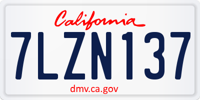 CA license plate 7LZN137