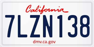 CA license plate 7LZN138