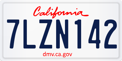 CA license plate 7LZN142