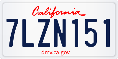 CA license plate 7LZN151