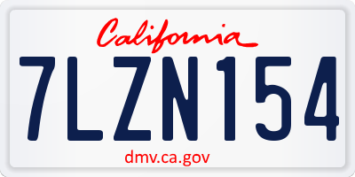CA license plate 7LZN154