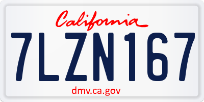 CA license plate 7LZN167