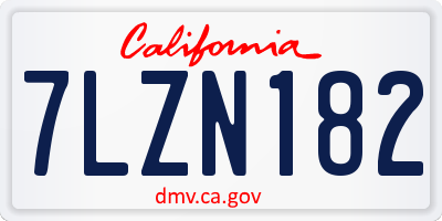 CA license plate 7LZN182