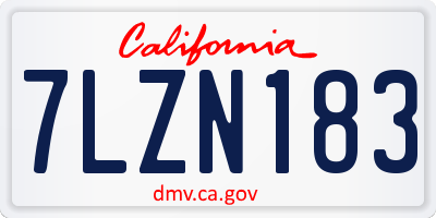 CA license plate 7LZN183
