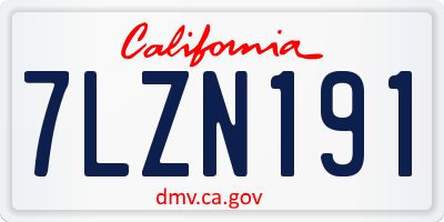 CA license plate 7LZN191