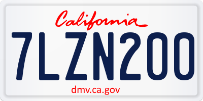 CA license plate 7LZN200