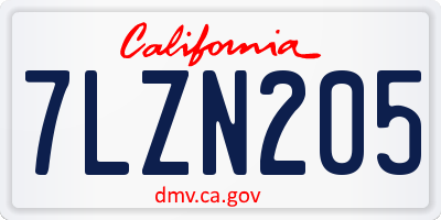 CA license plate 7LZN205