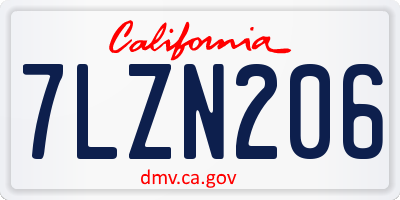 CA license plate 7LZN206