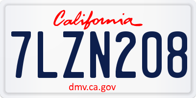 CA license plate 7LZN208