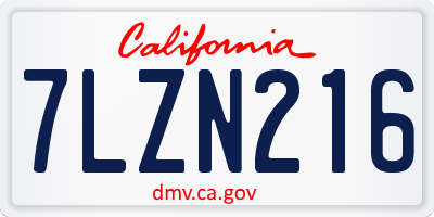 CA license plate 7LZN216