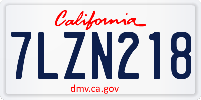 CA license plate 7LZN218