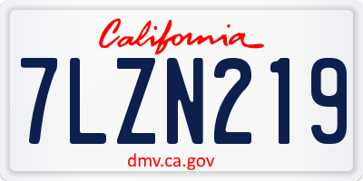 CA license plate 7LZN219